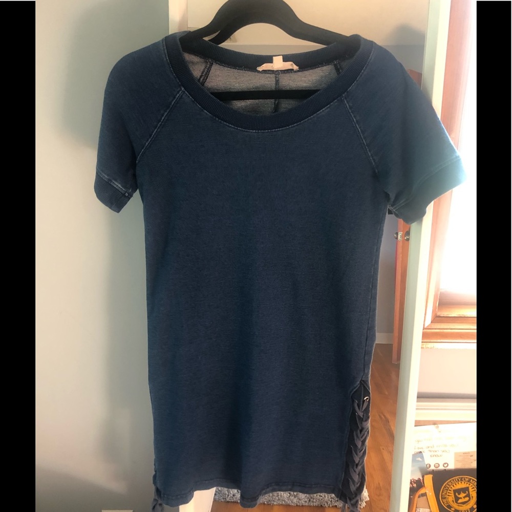 Denim style mini lace up side dress